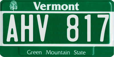 VT license plate AHV817