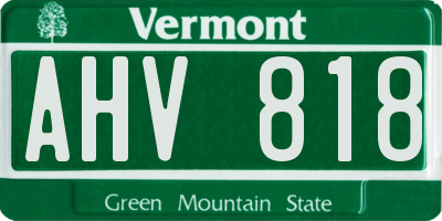 VT license plate AHV818