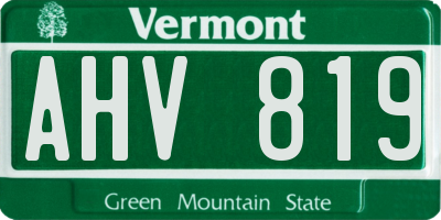 VT license plate AHV819