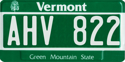 VT license plate AHV822