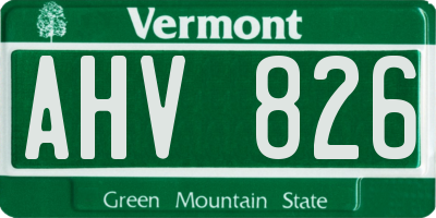 VT license plate AHV826