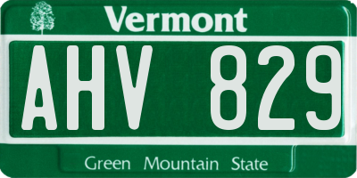 VT license plate AHV829