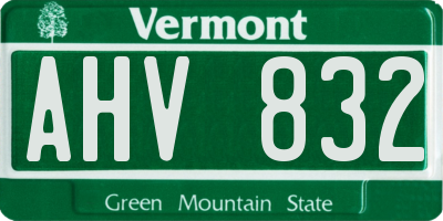 VT license plate AHV832