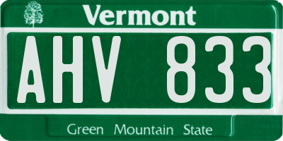 VT license plate AHV833