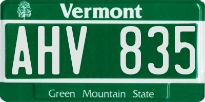 VT license plate AHV835