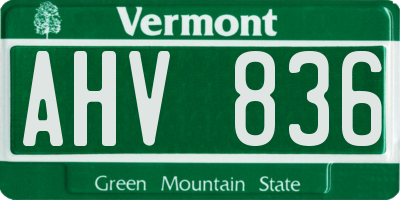 VT license plate AHV836