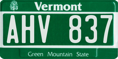 VT license plate AHV837