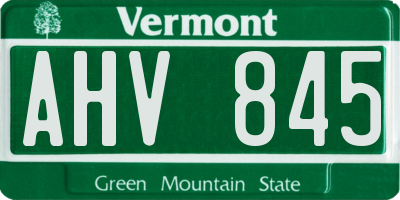 VT license plate AHV845
