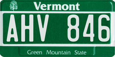 VT license plate AHV846