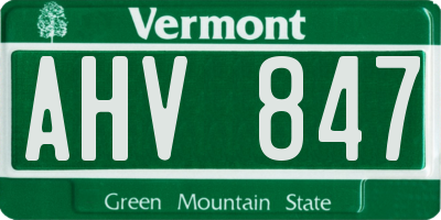 VT license plate AHV847