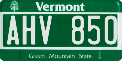 VT license plate AHV850