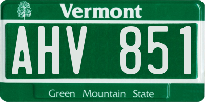 VT license plate AHV851