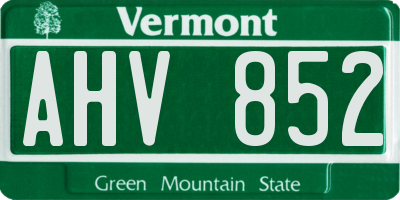 VT license plate AHV852