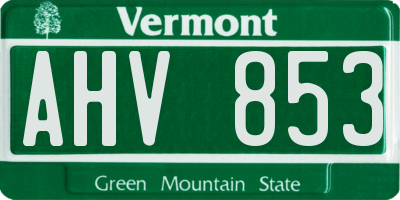 VT license plate AHV853