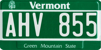 VT license plate AHV855