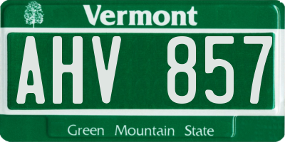 VT license plate AHV857