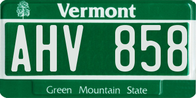 VT license plate AHV858