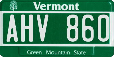 VT license plate AHV860