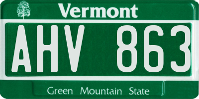 VT license plate AHV863