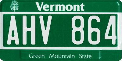 VT license plate AHV864