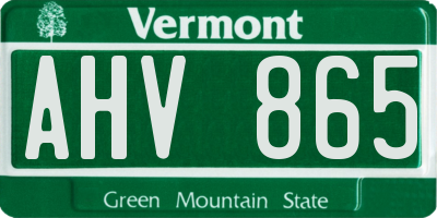 VT license plate AHV865