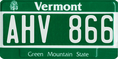 VT license plate AHV866