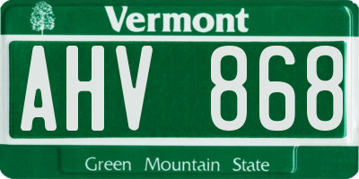 VT license plate AHV868