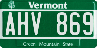 VT license plate AHV869