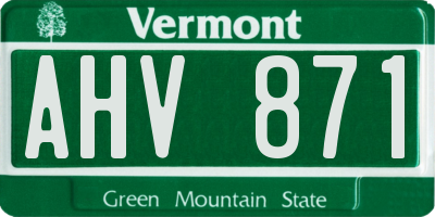 VT license plate AHV871