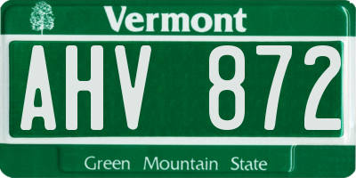 VT license plate AHV872