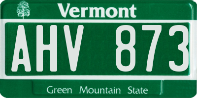 VT license plate AHV873