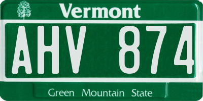 VT license plate AHV874