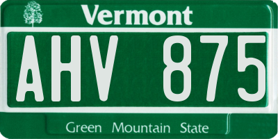 VT license plate AHV875