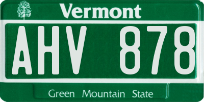VT license plate AHV878
