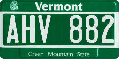 VT license plate AHV882
