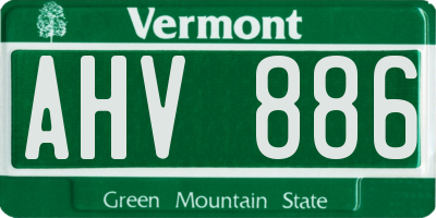 VT license plate AHV886