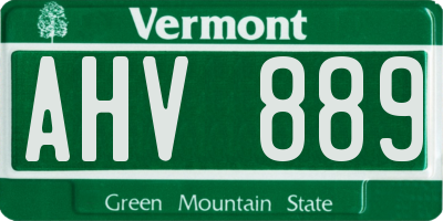 VT license plate AHV889