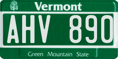 VT license plate AHV890