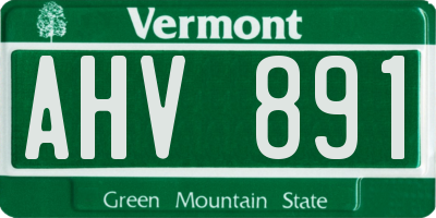 VT license plate AHV891