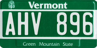 VT license plate AHV896