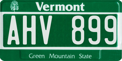 VT license plate AHV899