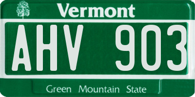 VT license plate AHV903