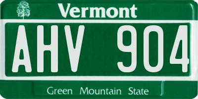 VT license plate AHV904