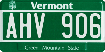 VT license plate AHV906