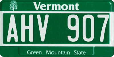 VT license plate AHV907