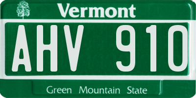 VT license plate AHV910