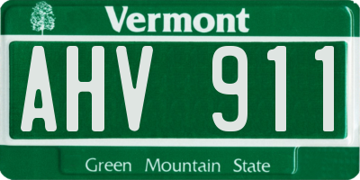 VT license plate AHV911