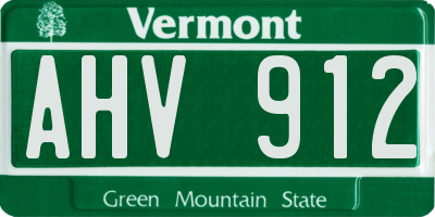 VT license plate AHV912