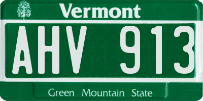 VT license plate AHV913