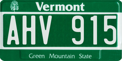 VT license plate AHV915